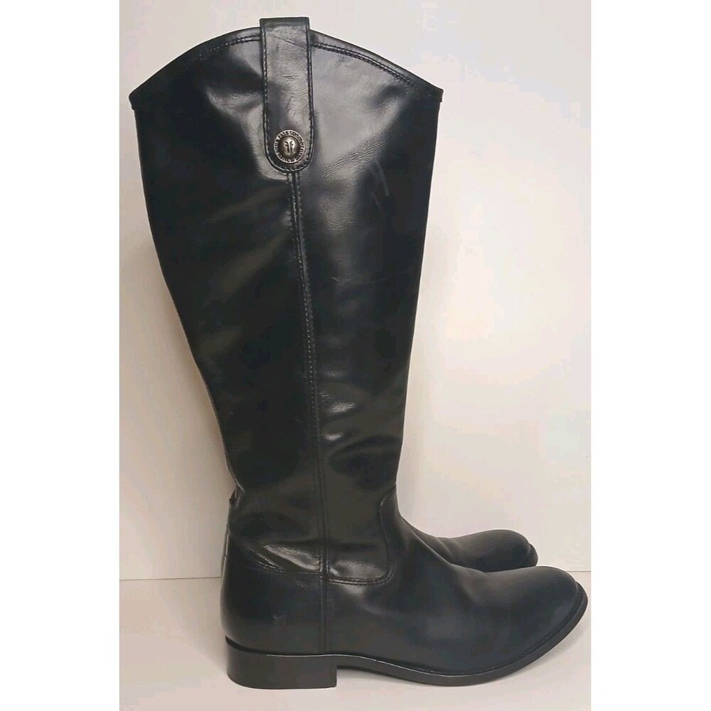 FRYE Boots Womens Sz 8 B Tall/Knee Black Leather Riding Boots Equestrian Zip